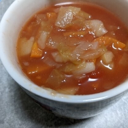 トマト缶が余ったのでどうしようかと思っていたら、こんな簡単にミネストローネに変身◎野菜たっぷりで栄養満点ですね！